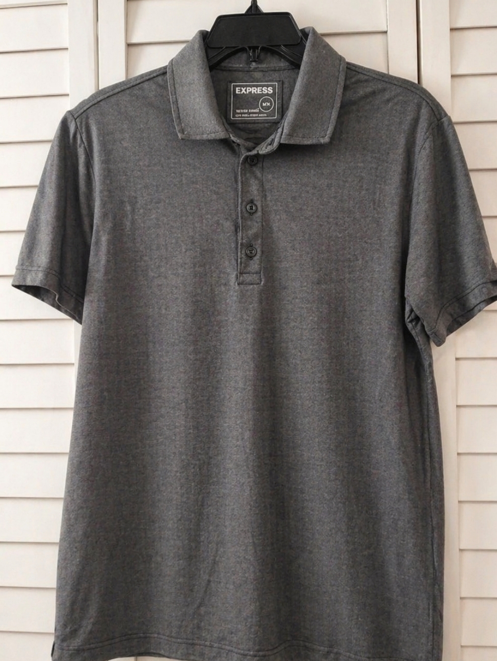 Express Men’s Charcoal Gray Short-Sleeve Polo